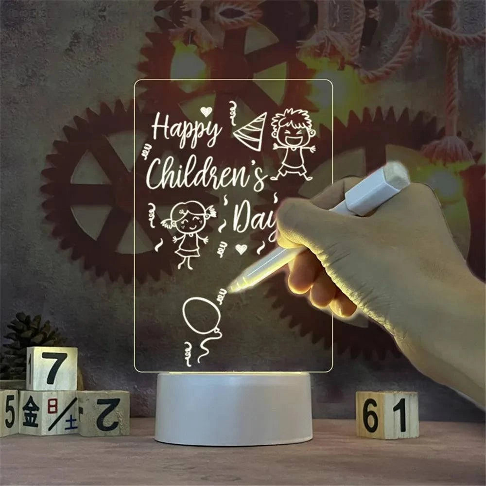 Transparent LED Night Light with Acrylic Message Board – USB Powered Ornament, Perfect Gift for Valentine's Day, Birthdays, and More - Home Fads