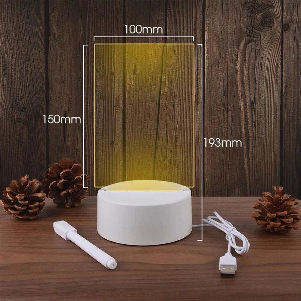 Transparent LED Night Light with Acrylic Message Board – USB Powered Ornament, Perfect Gift for Valentine's Day, Birthdays, and More - Home Fads