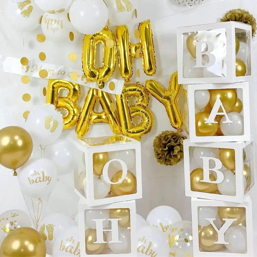 Transparent Letter Balloon Box - Perfect for Baby Showers, Birthdays, Gender Reveals, Weddings, Eid Celebrations, and 1st Birthday Parties - Home Fads