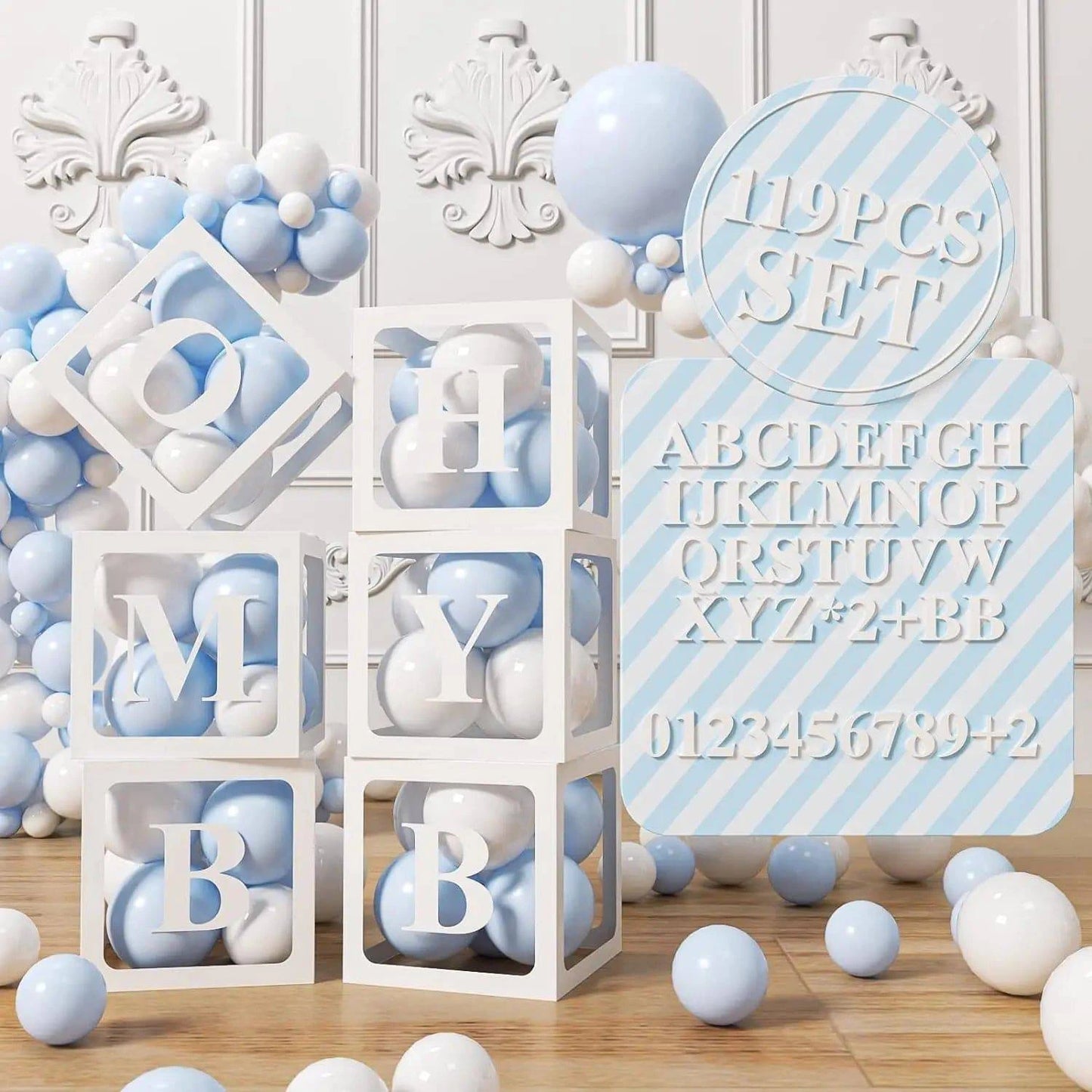 Transparent Letter Balloon Box - Perfect for Baby Showers, Birthdays, Gender Reveals, Weddings, Eid Celebrations, and 1st Birthday Parties - Home Fads