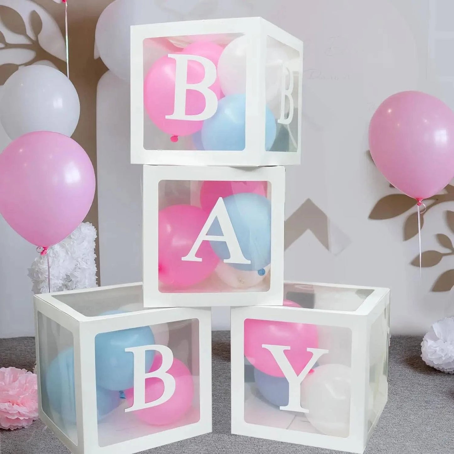 Transparent Letter Balloon Box - Perfect for Baby Showers, Birthdays, Gender Reveals, Weddings, Eid Celebrations, and 1st Birthday Parties - Home Fads