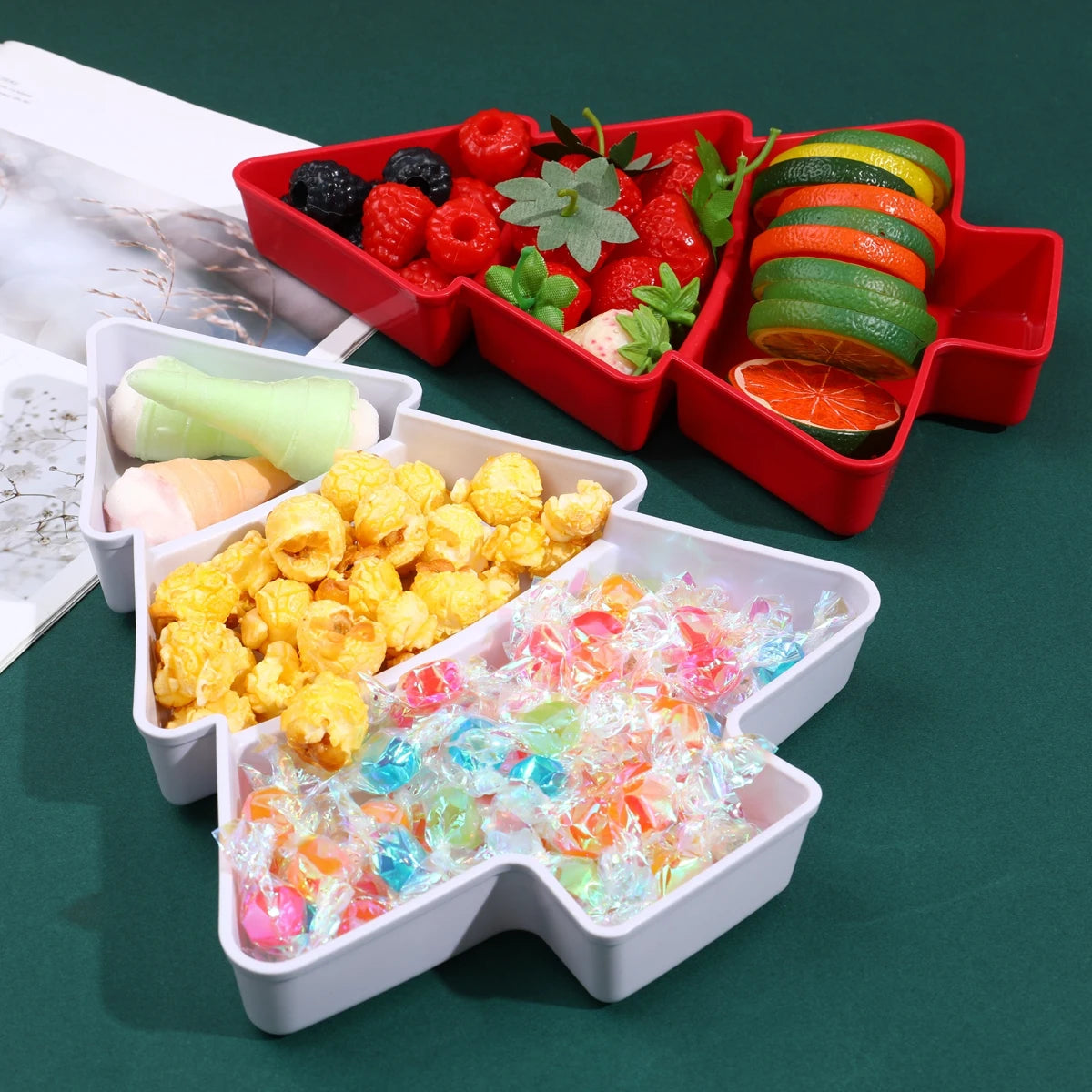 Tree-Shaped Fruit and Snacks Plate – Decorative Serving Dish for Festive Gatherings - Home Fads