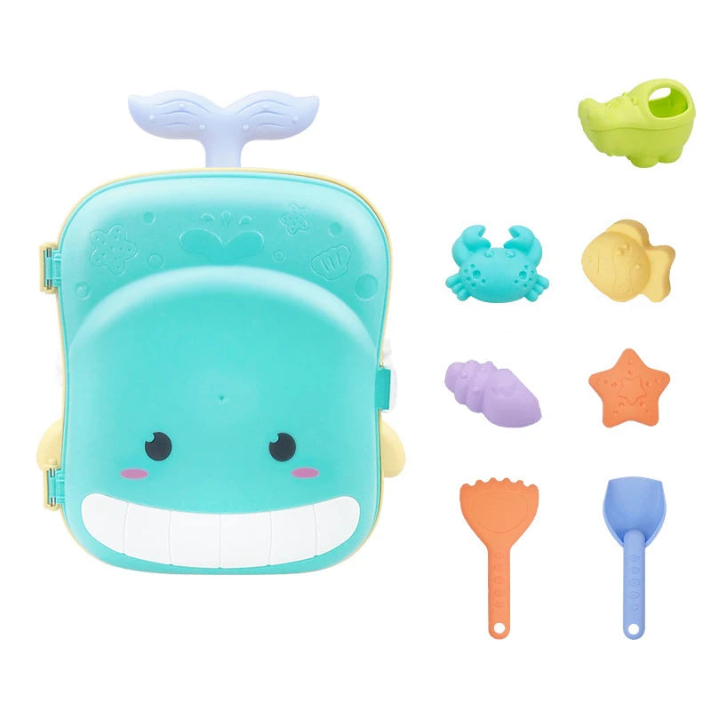 Trolley Beach Toy Set for Kids – Sand and Water Play Kit with Buckets, Molds, Tools & Storage Case - Home Fads
