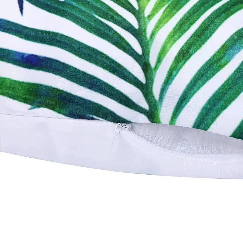 Tropical Leaves Cushion Cover - 43x43cm Polyester Throw Pillow - Versatile Home Decor for Living Room, Bedroom, Patio, Office - Home Fads