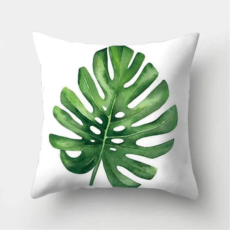 Tropical Leaves Cushion Cover - 43x43cm Polyester Throw Pillow - Versatile Home Decor for Living Room, Bedroom, Patio, Office - Home Fads