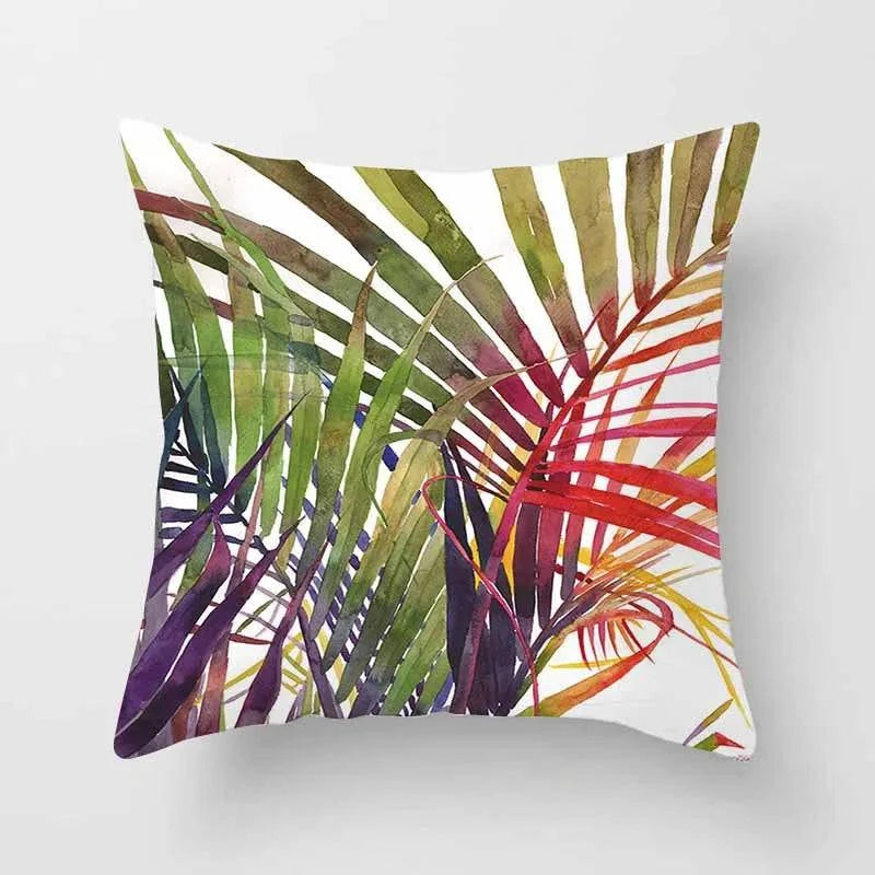 Tropical Leaves Cushion Cover - 43x43cm Polyester Throw Pillow - Versatile Home Decor for Living Room, Bedroom, Patio, Office - Home Fads