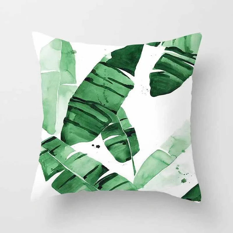 Tropical Leaves Cushion Cover - 43x43cm Polyester Throw Pillow - Versatile Home Decor for Living Room, Bedroom, Patio, Office - Home Fads