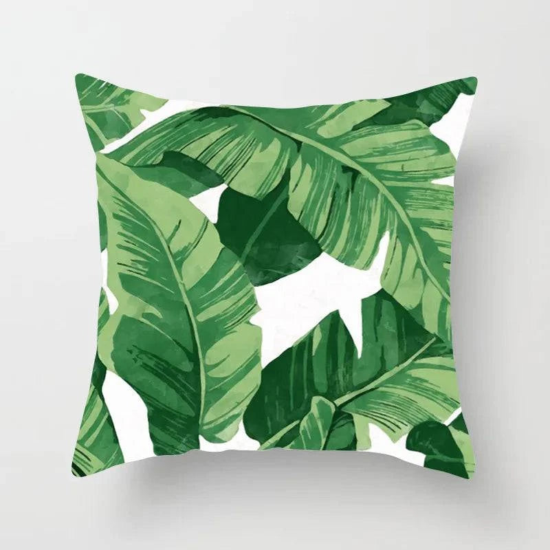 Tropical Leaves Cushion Cover - 43x43cm Polyester Throw Pillow - Versatile Home Decor for Living Room, Bedroom, Patio, Office - Home Fads