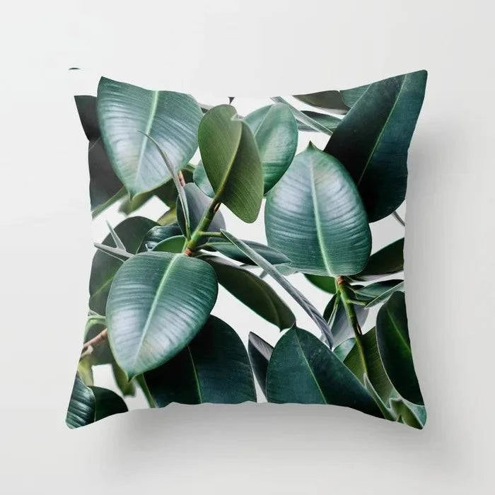Tropical Leaves Cushion Cover - 43x43cm Polyester Throw Pillow - Versatile Home Decor for Living Room, Bedroom, Patio, Office - Home Fads
