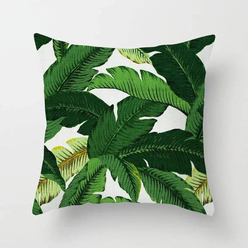 Tropical Leaves Cushion Cover - 43x43cm Polyester Throw Pillow - Versatile Home Decor for Living Room, Bedroom, Patio, Office - Home Fads
