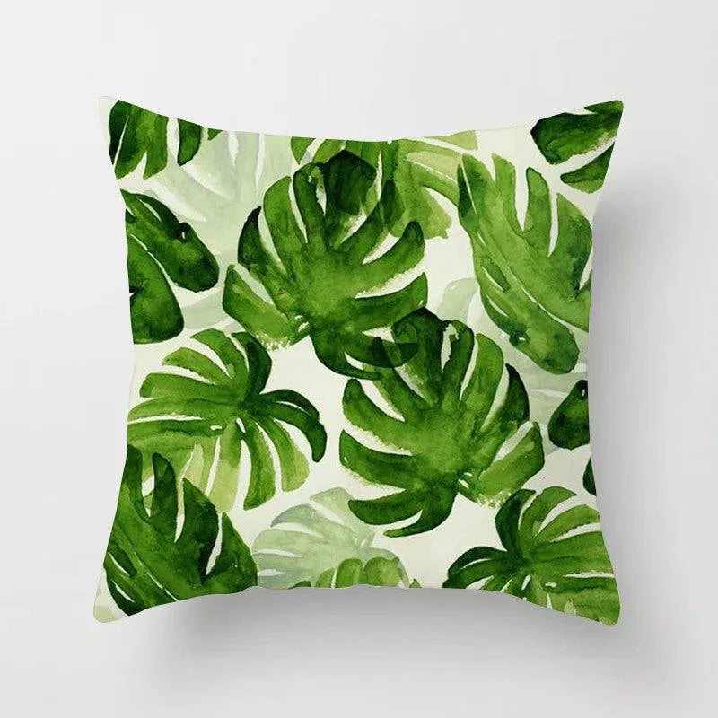 Tropical Leaves Cushion Cover - 43x43cm Polyester Throw Pillow - Versatile Home Decor for Living Room, Bedroom, Patio, Office - Home Fads