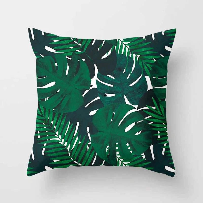 Tropical Leaves Cushion Cover - 43x43cm Polyester Throw Pillow - Versatile Home Decor for Living Room, Bedroom, Patio, Office - Home Fads