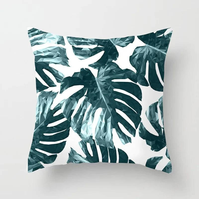 Tropical Leaves Cushion Cover - 43x43cm Polyester Throw Pillow - Versatile Home Decor for Living Room, Bedroom, Patio, Office - Home Fads