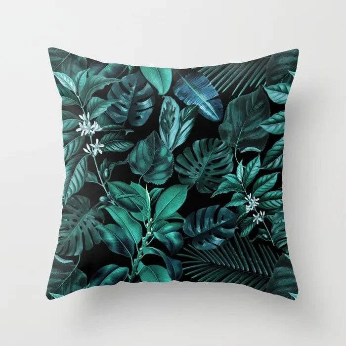 Tropical Leaves Cushion Cover - 43x43cm Polyester Throw Pillow - Versatile Home Decor for Living Room, Bedroom, Patio, Office - Home Fads