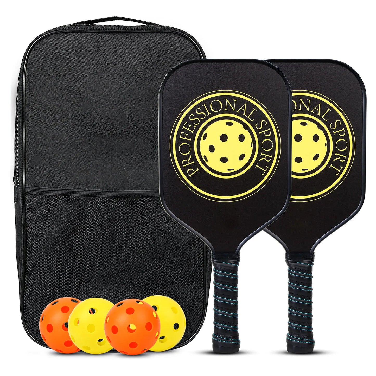 USAPA Approved Pickleball Paddles Set with Honeycomb Core - Includes 4 Balls, Portable Racquet Cover, and Carrying Bag - Indoor/Outdoor Gift Kit - Home Fads