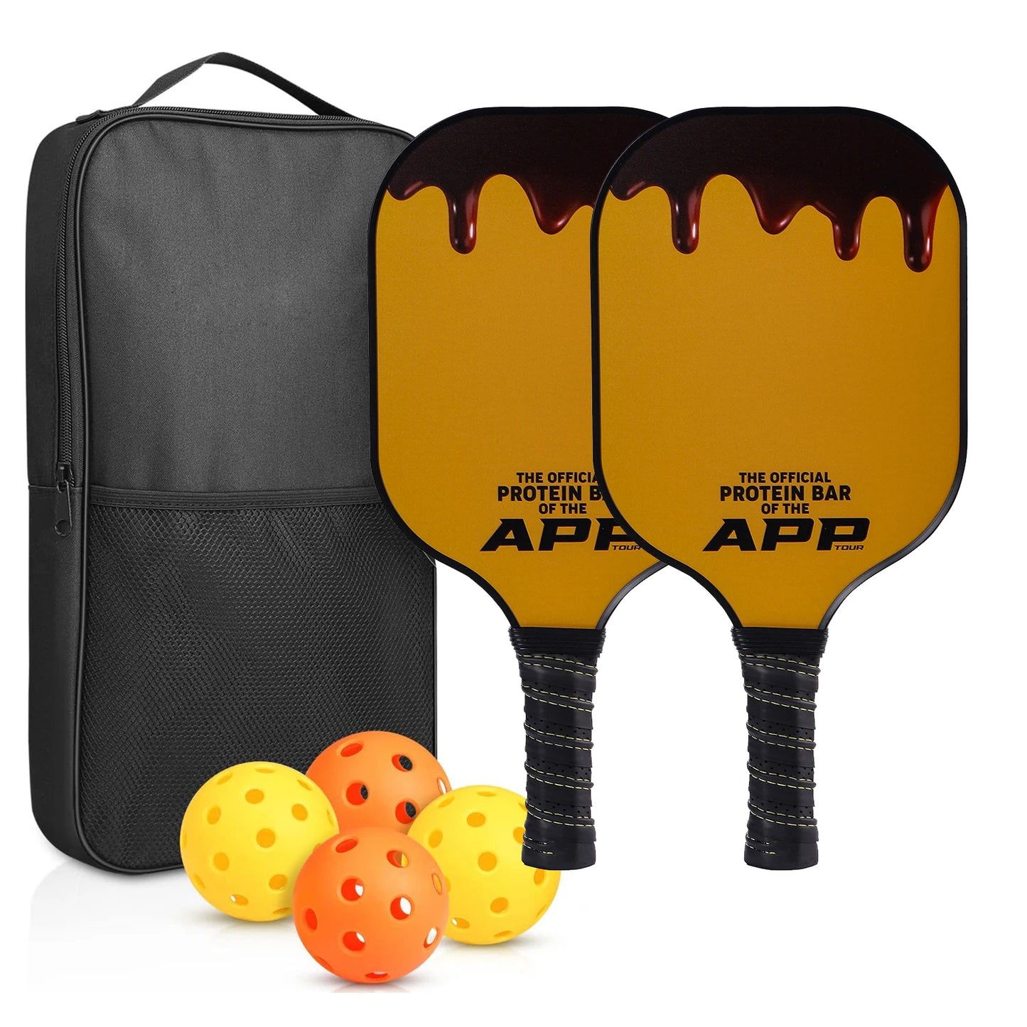 USAPA Approved Pickleball Paddles Set with Honeycomb Core - Includes 4 Balls, Portable Racquet Cover, and Carrying Bag - Indoor/Outdoor Gift Kit - Home Fads