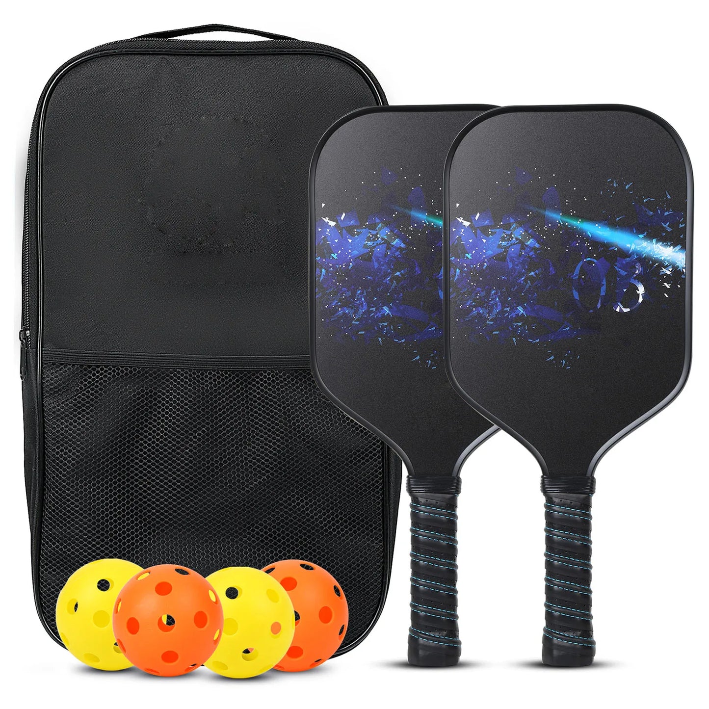 USAPA Approved Pickleball Paddles Set with Honeycomb Core - Includes 4 Balls, Portable Racquet Cover, and Carrying Bag - Indoor/Outdoor Gift Kit - Home Fads