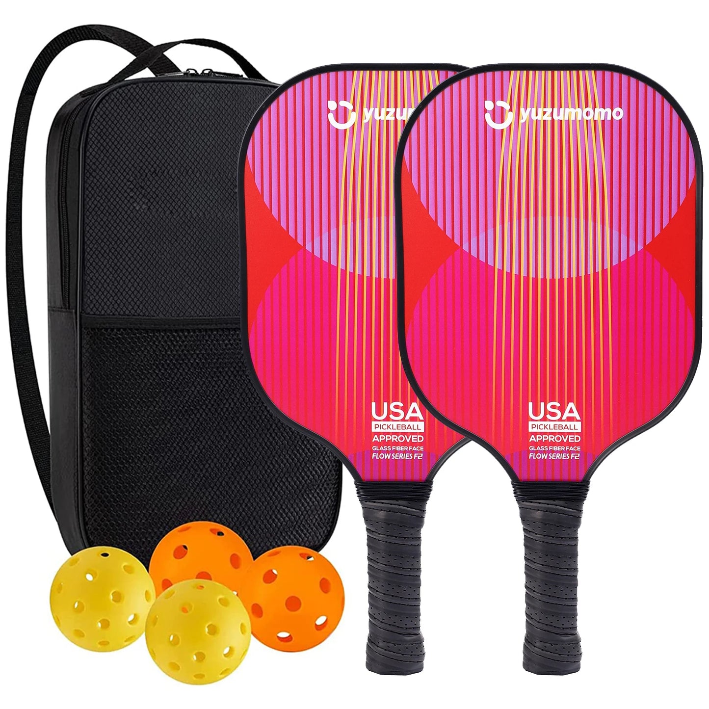 USAPA Approved Pickleball Paddles Set with Honeycomb Core - Includes 4 Balls, Portable Racquet Cover, and Carrying Bag - Indoor/Outdoor Gift Kit - Home Fads