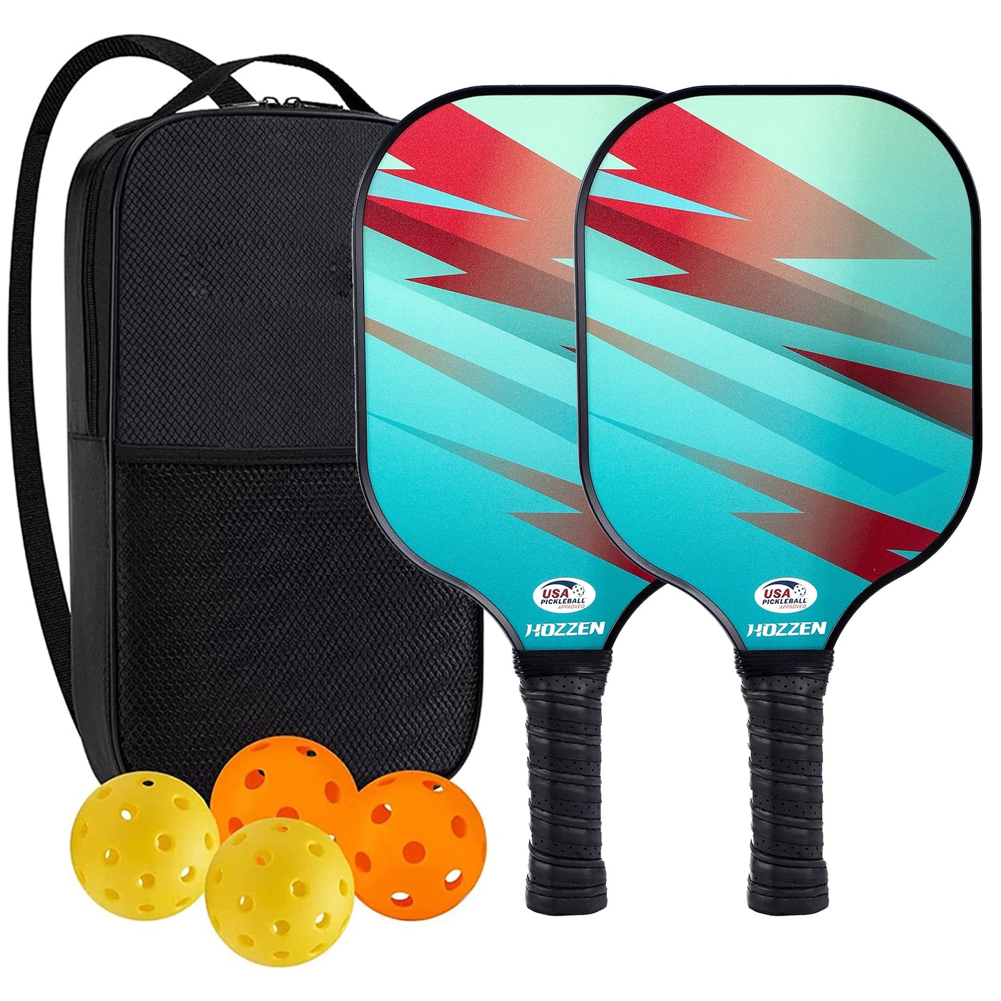 USAPA Approved Pickleball Paddles Set with Honeycomb Core - Includes 4 Balls, Portable Racquet Cover, and Carrying Bag - Indoor/Outdoor Gift Kit - Home Fads