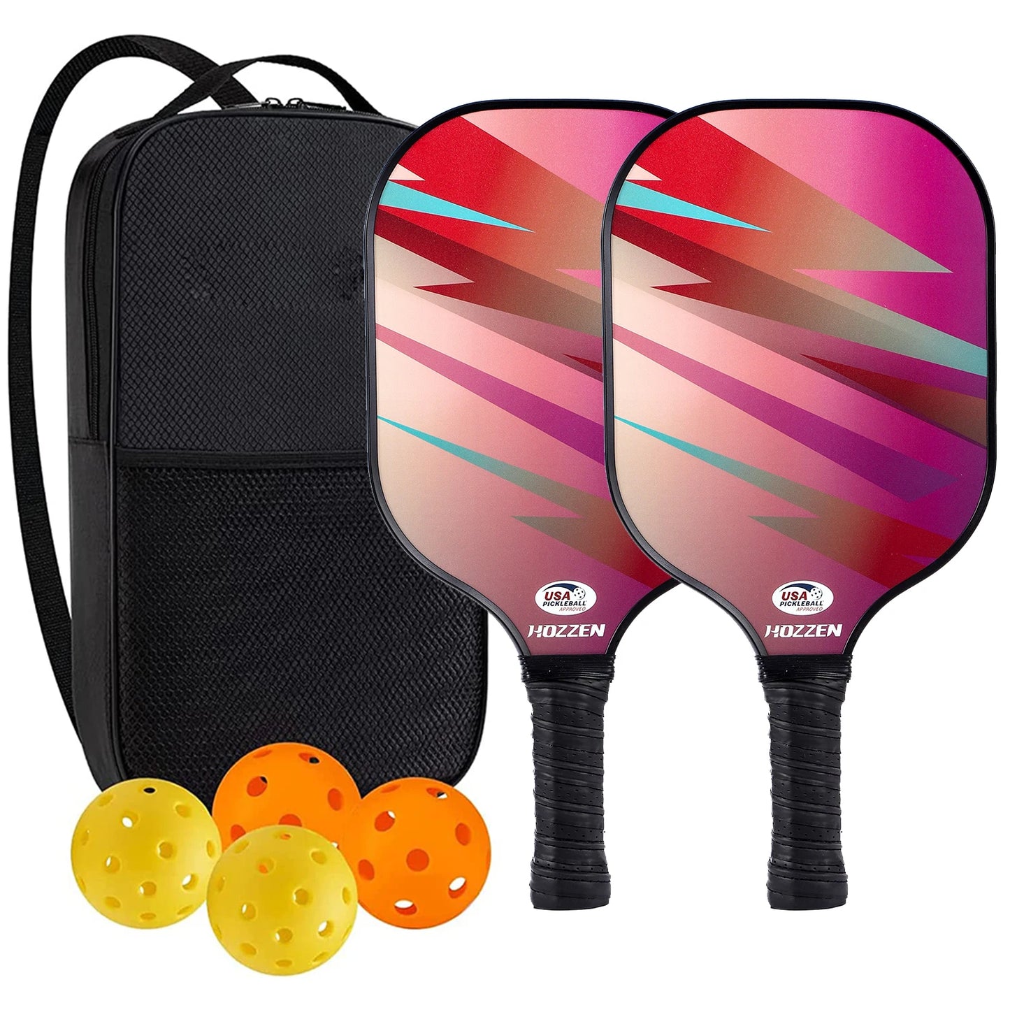 USAPA Approved Pickleball Paddles Set with Honeycomb Core - Includes 4 Balls, Portable Racquet Cover, and Carrying Bag - Indoor/Outdoor Gift Kit - Home Fads