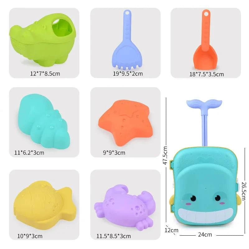 Ultimate Summer Outdoor Adventure: Children's Sand Play Water Toy Set with Handy Beach Trolley Storage Case - Home Fads