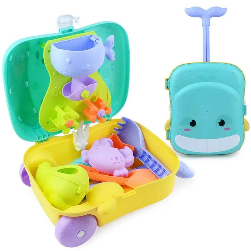 Ultimate Summer Outdoor Adventure: Children's Sand Play Water Toy Set with Handy Beach Trolley Storage Case - Home Fads