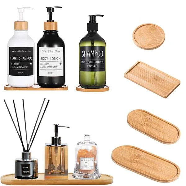 Versatile Bamboo Tray Holder - Bathroom Vanity Organizer for Soap Dispensers, Candles, Flower Pots, and Jewelry Storage Solution - Home Fads