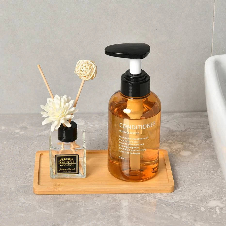 Versatile Bamboo Tray Holder - Bathroom Vanity Organizer for Soap Dispensers, Candles, Flower Pots, and Jewelry Storage Solution - Home Fads