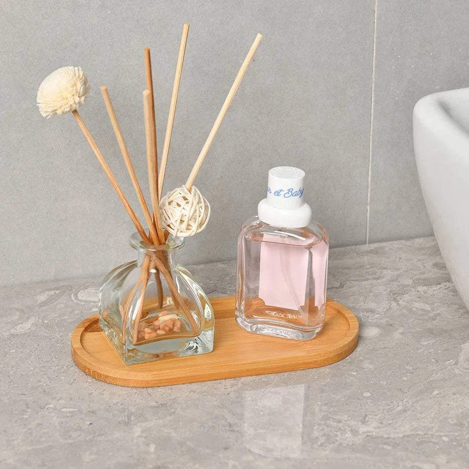 Versatile Bamboo Tray Holder - Bathroom Vanity Organizer for Soap Dispensers, Candles, Flower Pots, and Jewelry Storage Solution - Home Fads