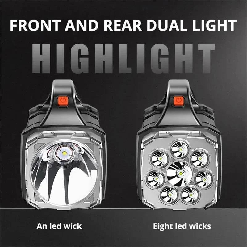 Versatile Rechargeable LED Flashlight with Solar Charging, COB Work Light, and Power Bank Functionality - Camping Lamp - Home Fads