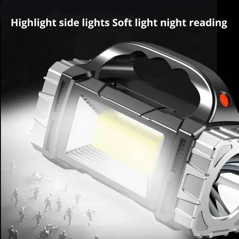 Versatile Rechargeable LED Flashlight with Solar Charging, COB Work Light, and Power Bank Functionality - Camping Lamp - Home Fads