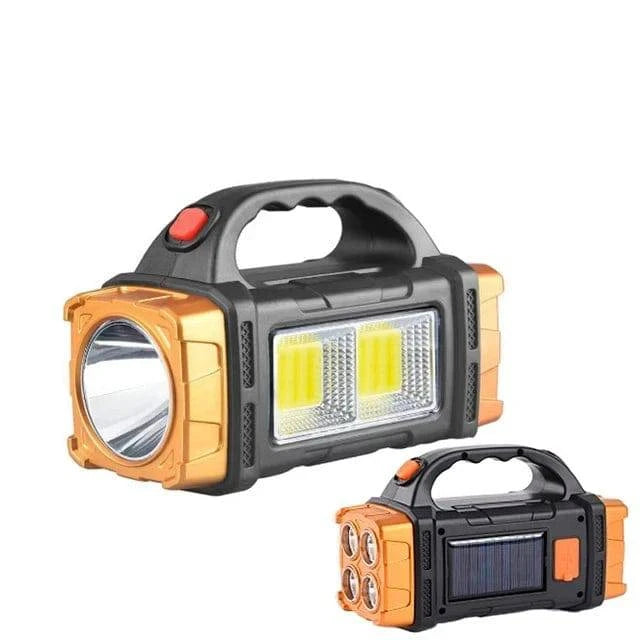 Versatile Rechargeable LED Flashlight with Solar Charging, COB Work Light, and Power Bank Functionality - Camping Lamp - Home Fads
