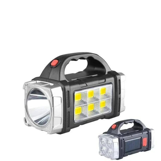 Versatile Rechargeable LED Flashlight with Solar Charging, COB Work Light, and Power Bank Functionality - Camping Lamp - Home Fads