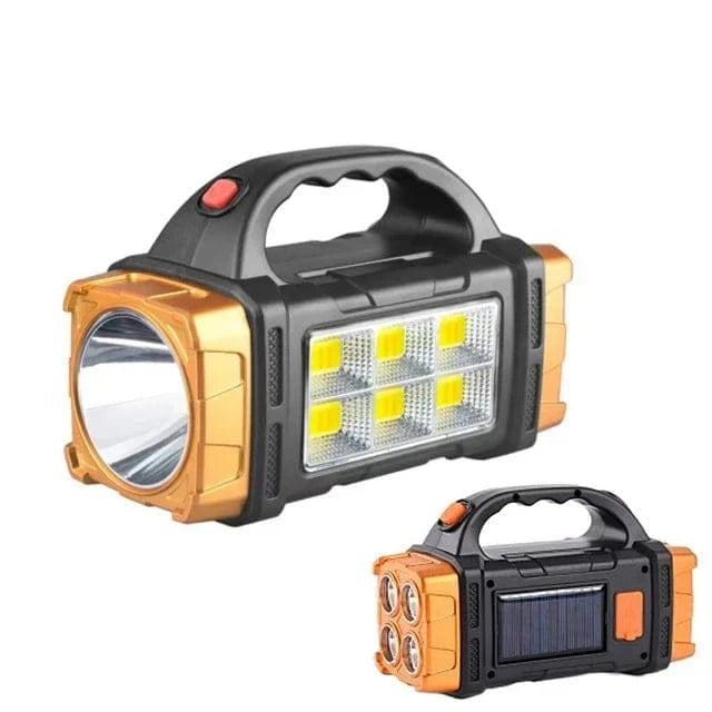 Versatile Rechargeable LED Flashlight with Solar Charging, COB Work Light, and Power Bank Functionality - Camping Lamp - Home Fads