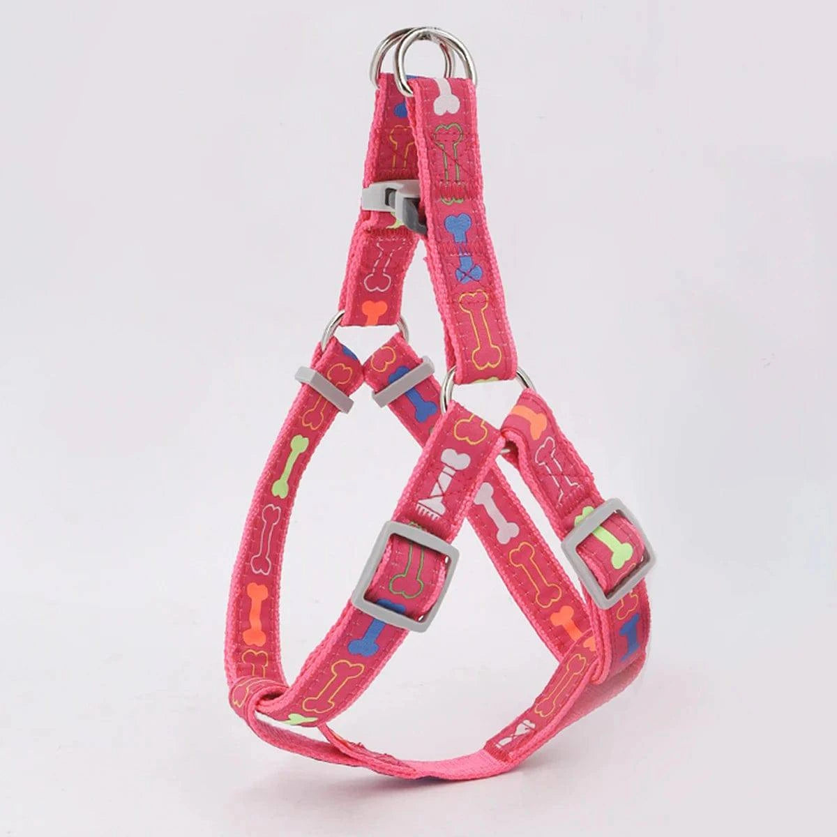 Vibrant Bone Pattern Dog Harness: Stylish and Versatile for Indoor and Outdoor Activities - Home Fads