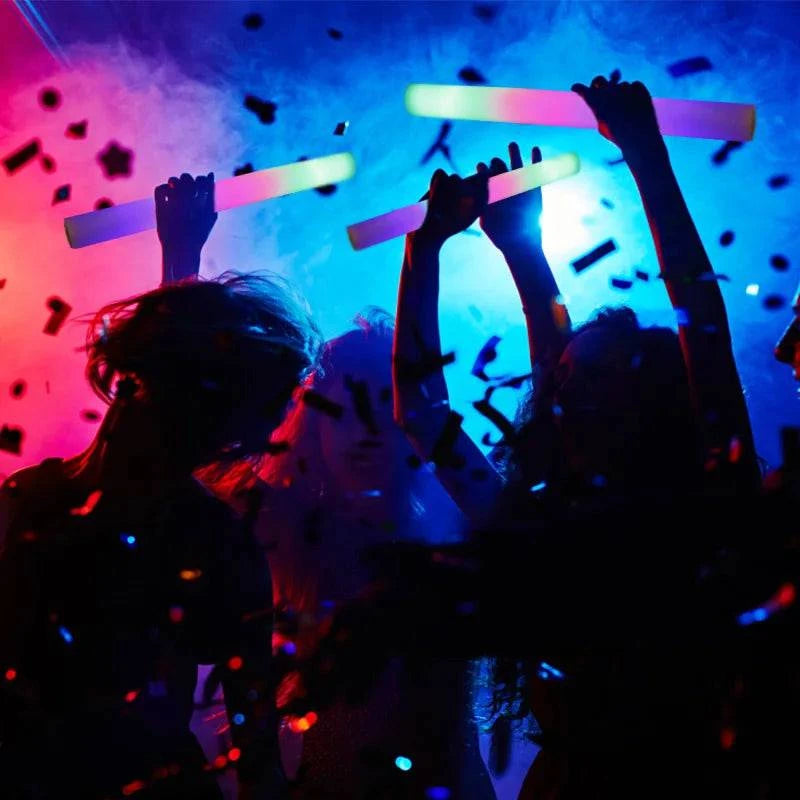 Vibrant LED Foam Glow Sticks - Multi-Color RGB Light Tubes for Events, Celebrations, and Parties (Set of 15/30) - Home Fads