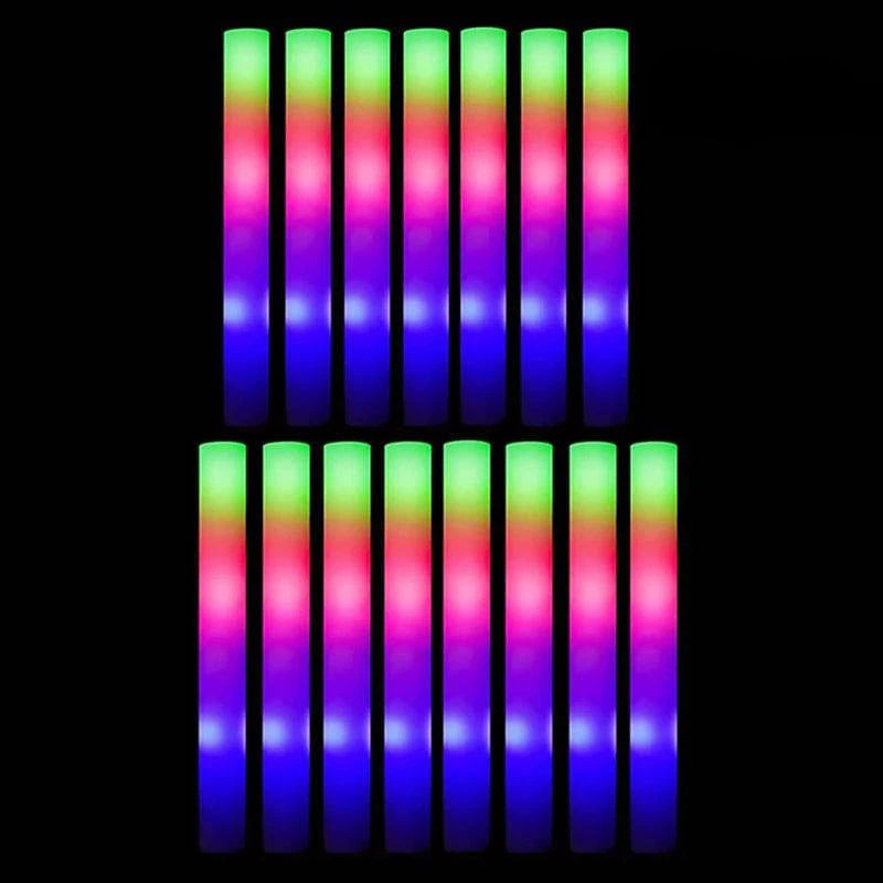 Vibrant LED Foam Glow Sticks - Multi-Color RGB Light Tubes for Events, Celebrations, and Parties (Set of 15/30) - Home Fads