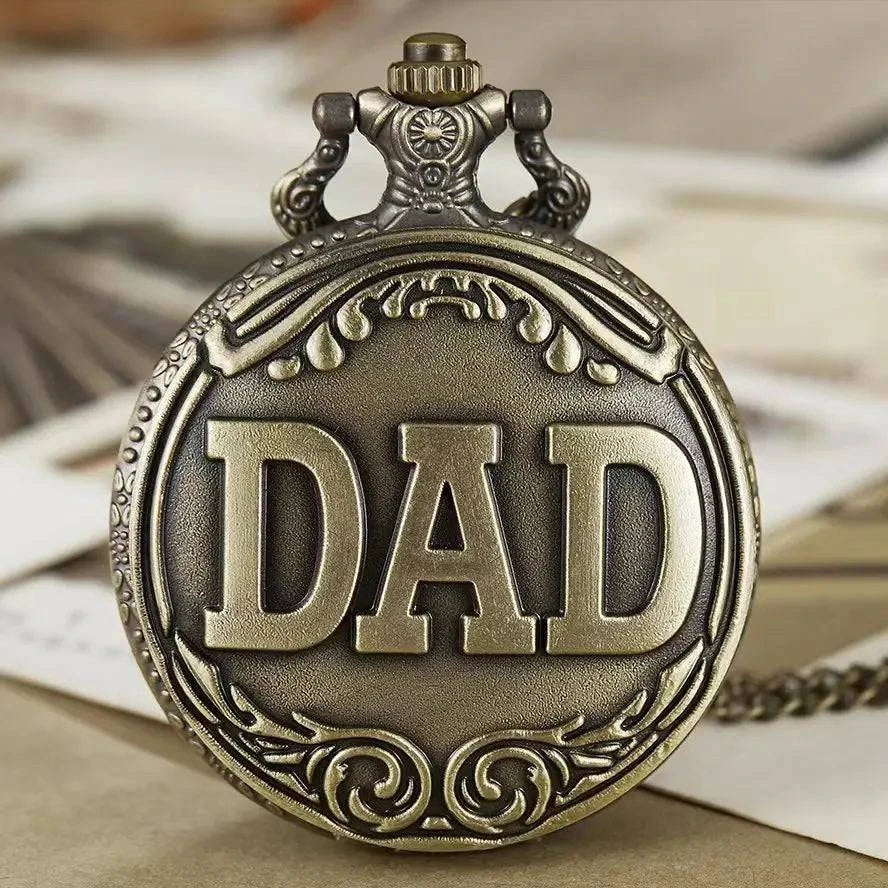 Vintage Bronze Dad Carving Fashion Quartz Pocket Watch - Perfect Father's Day Gift - Home Fads