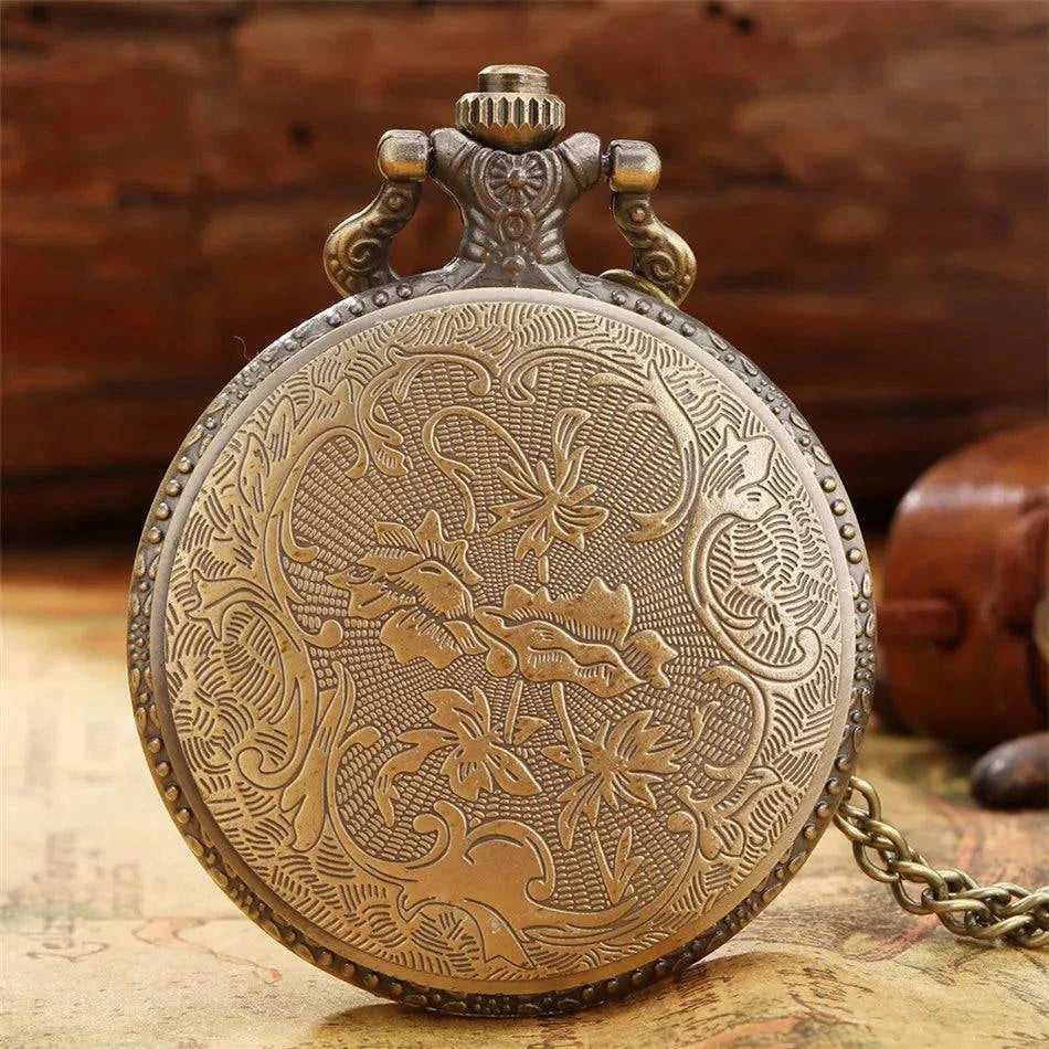 Vintage Bronze Dad Carving Fashion Quartz Pocket Watch - Perfect Father's Day Gift - Home Fads