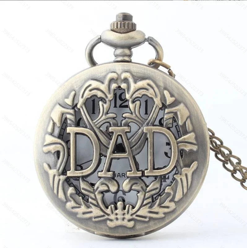 Vintage Bronze Dad Carving Fashion Quartz Pocket Watch - Perfect Father's Day Gift - Home Fads
