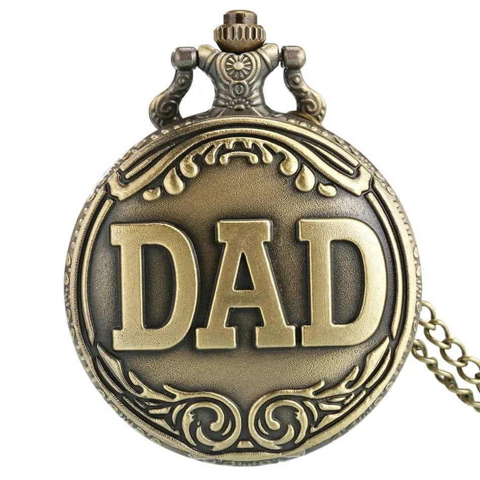 Vintage Bronze Dad Carving Fashion Quartz Pocket Watch - Perfect Father's Day Gift - Home Fads