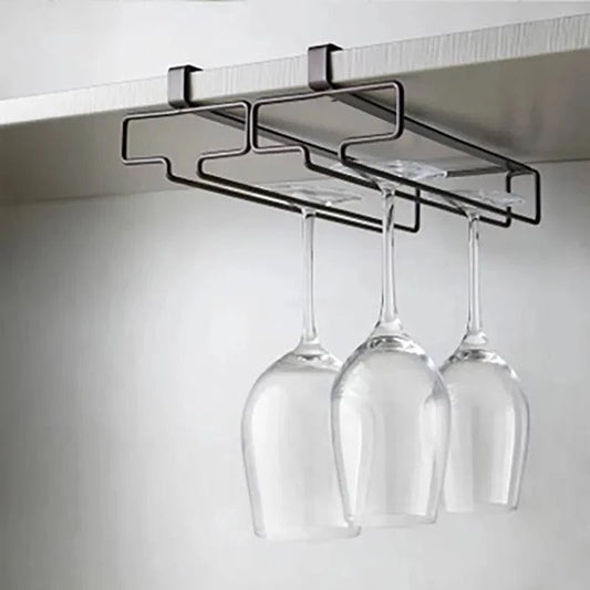 Wall Mounted Wine Glass Rack - No-Drill Hanging Stemware Storage Shelf - Home Fads