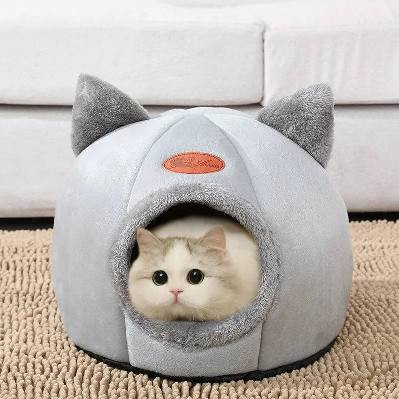 Warm Short Plush Pet Tent: Cozy House for Small Dogs and Cats - Comfortable Cave Bed with Removable Washable Cushion - Home Fads
