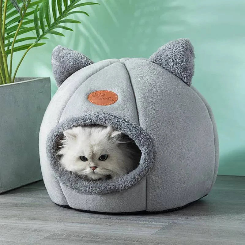 Warm Short Plush Pet Tent: Cozy House for Small Dogs and Cats - Comfortable Cave Bed with Removable Washable Cushion - Home Fads
