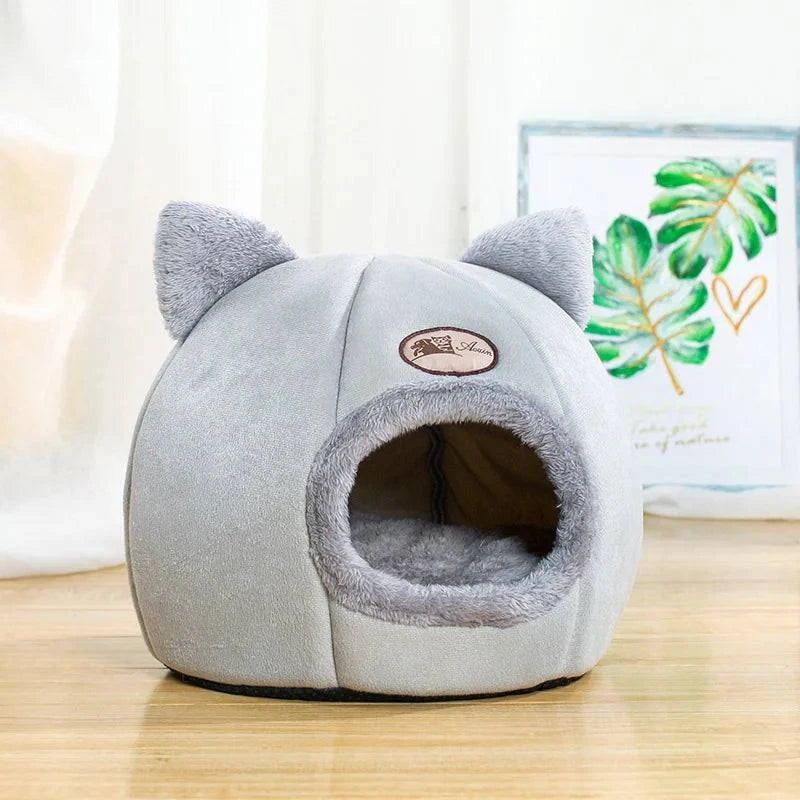 Warm Short Plush Pet Tent: Cozy House for Small Dogs and Cats - Comfortable Cave Bed with Removable Washable Cushion - Home Fads