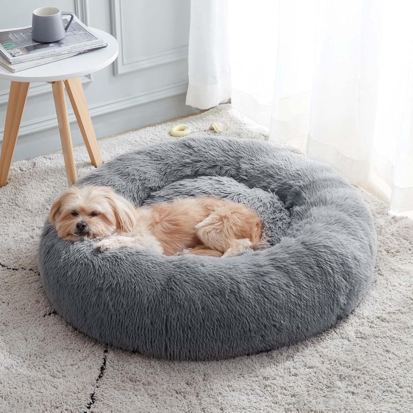 Washable Plush Donut Pet Bed – Soft Round Sleeping Cushion for Dogs and Cats - Home Fads