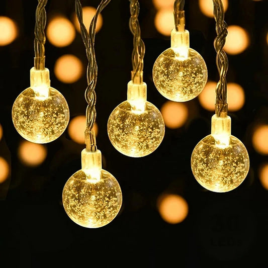 Waterproof Crystal Ball LED String Lights – Battery-Powered Decor for Indoor & Outdoor Use – Ideal for Holidays, Gardens & Events - Home Fads