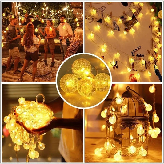 Waterproof Crystal Ball LED String Lights – Battery-Powered Decor for Indoor & Outdoor Use – Ideal for Holidays, Gardens & Events - Home Fads