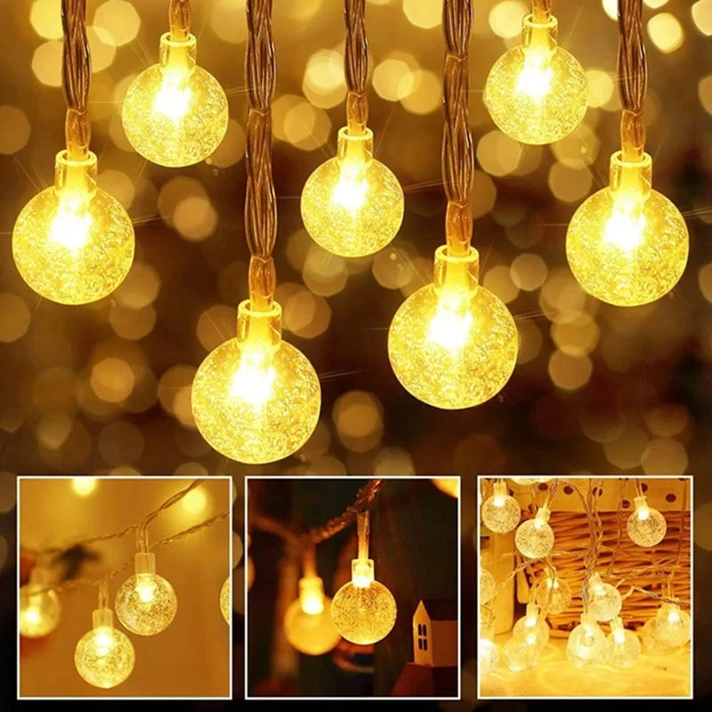 Waterproof Crystal Ball LED String Lights – Battery-Powered Decor for Indoor & Outdoor Use – Ideal for Holidays, Gardens & Events - Home Fads