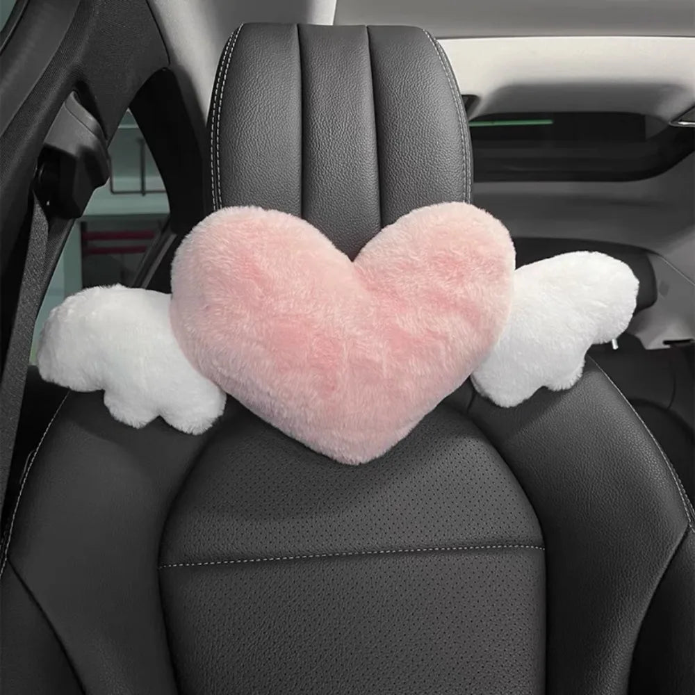 Winged Heart Car Seat Neck Pillow – Plush Comfort with Elastic Strap – Ideal Valentine’s Day & Special Occasion Gift - Home Fads